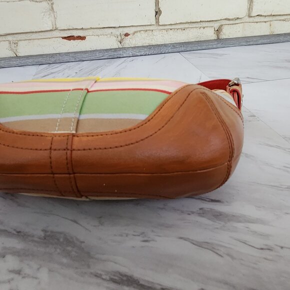 Vintage Rare Coach Hampton Multi-Colored Striped Handbag Satchel Purse - Picture 7 of 11